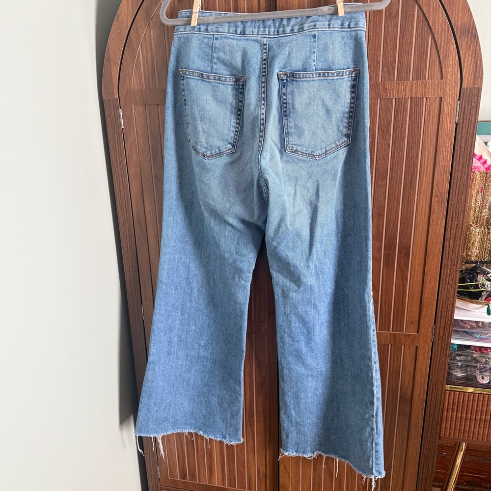 ASKK NY Brighton Crop Wide Leg Jeans High Rise Raw Hem US 29 - Picture 6 of 9